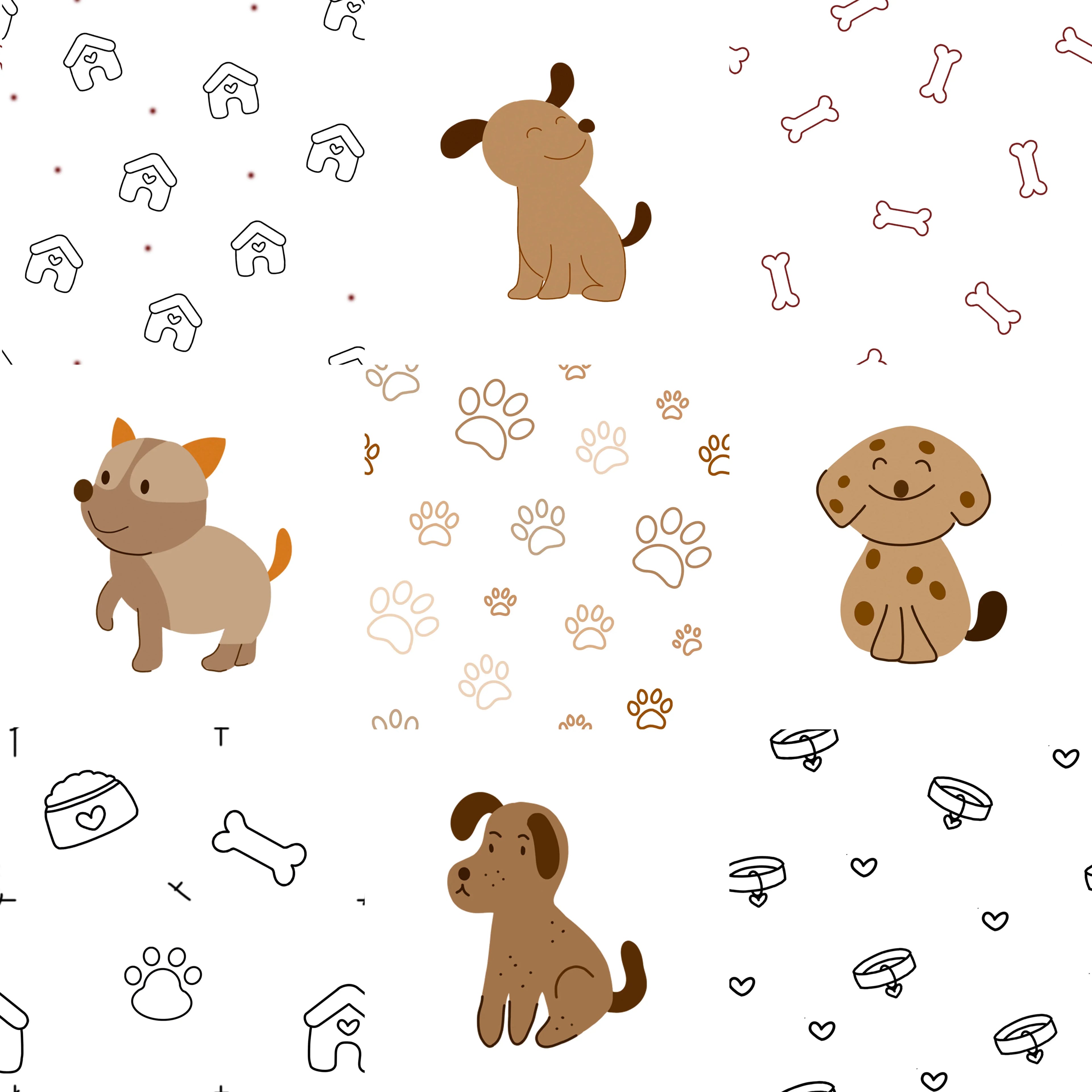 Cute Dogs Paw Bones Printed Canopy - House Of Avana