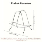 Metal cutting board and knife rack space-saving stand for kitchen countertop organization.