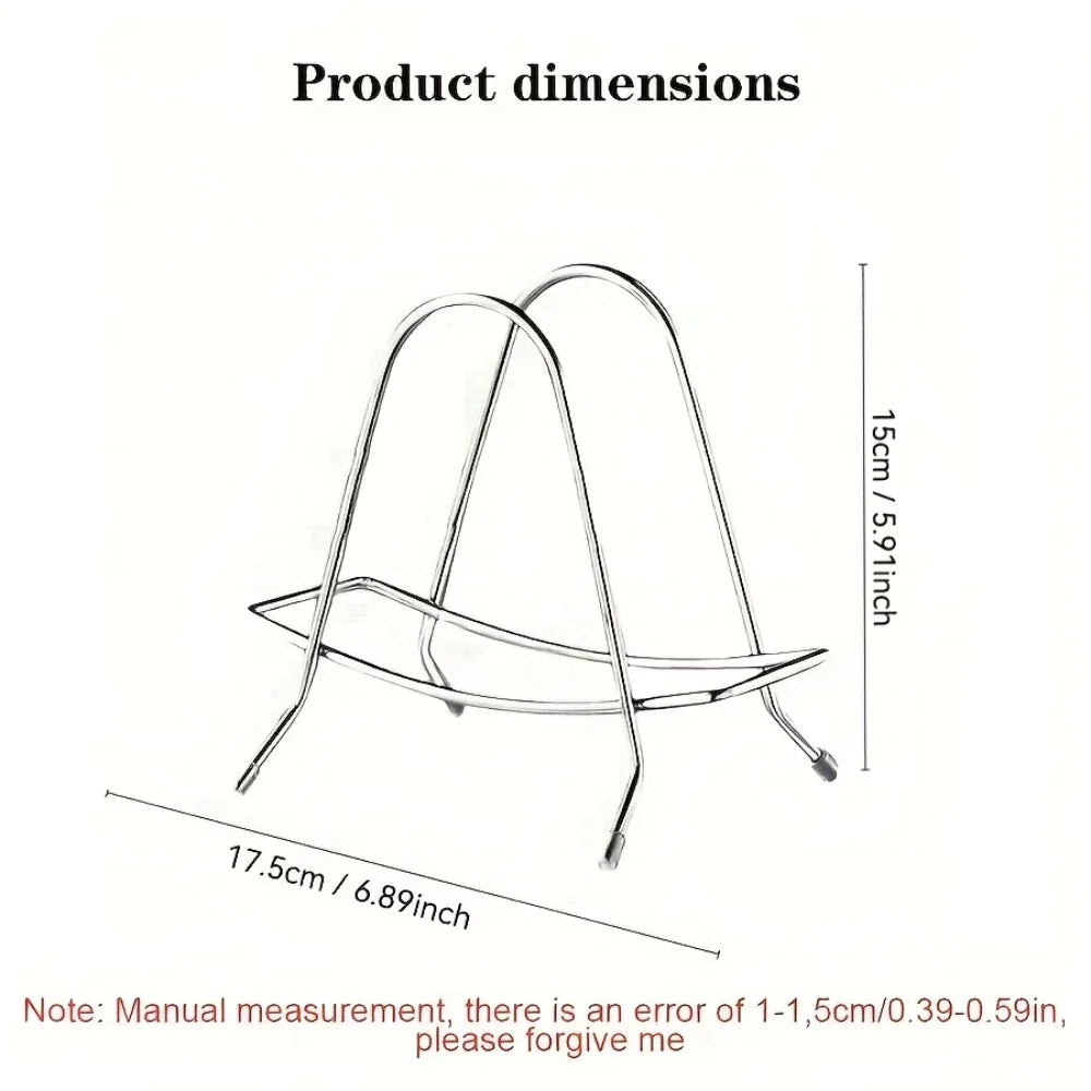 Metal cutting board and knife rack space-saving stand for kitchen countertop organization.