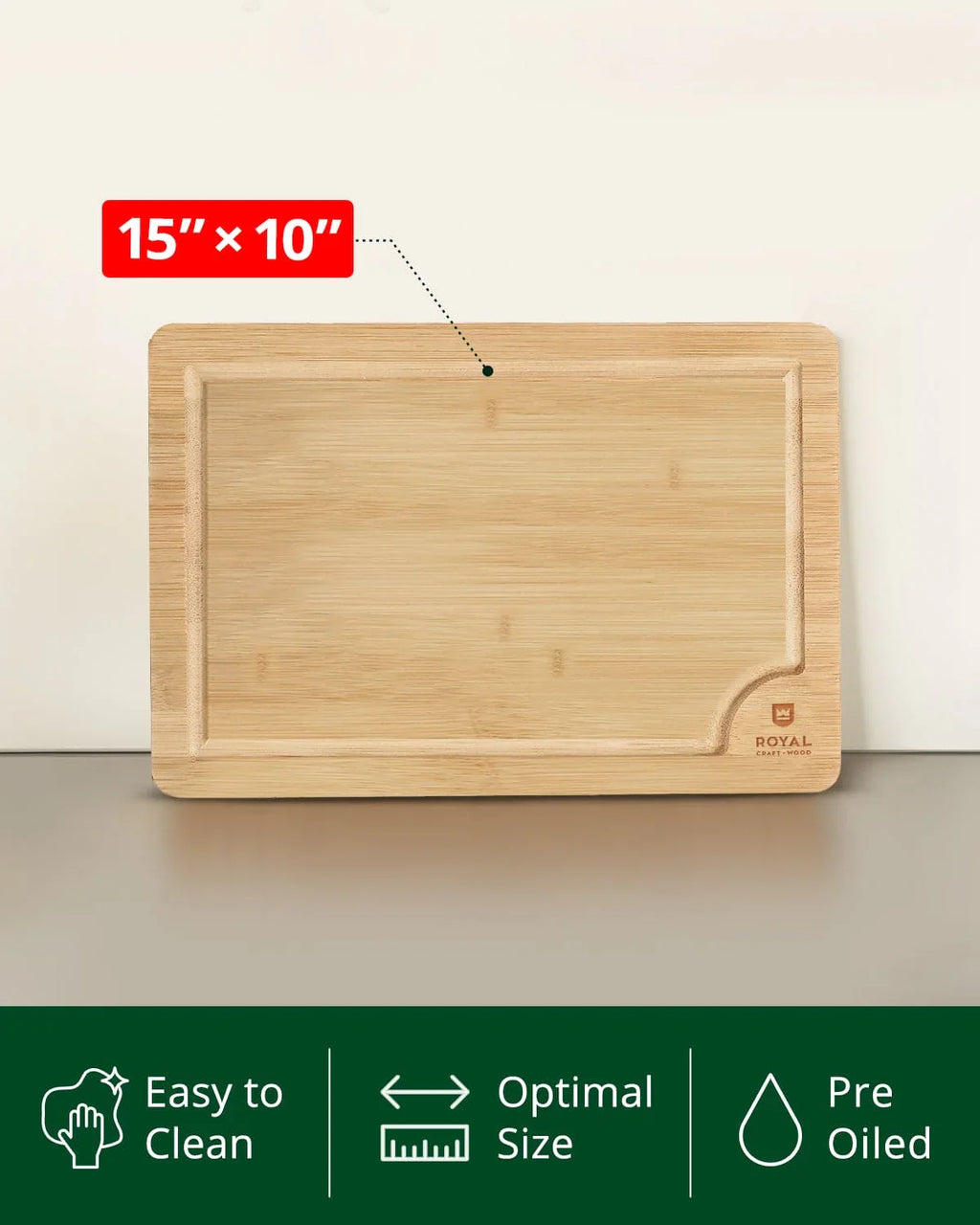 Cutting Board L, 15”x10” Royal Craft Wood
