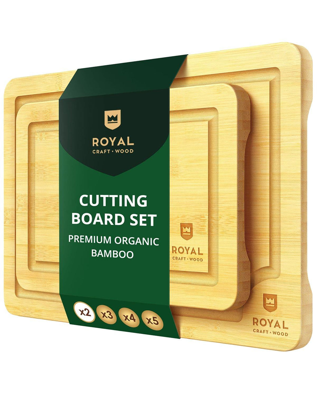 Cutting Board Set of 2, Bamboo Royal Craft Wood