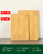 Cutting Board Set of 2, Bamboo Royal Craft Wood