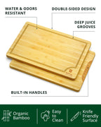 Cutting Board Set of 3, Bamboo Royal Craft Wood