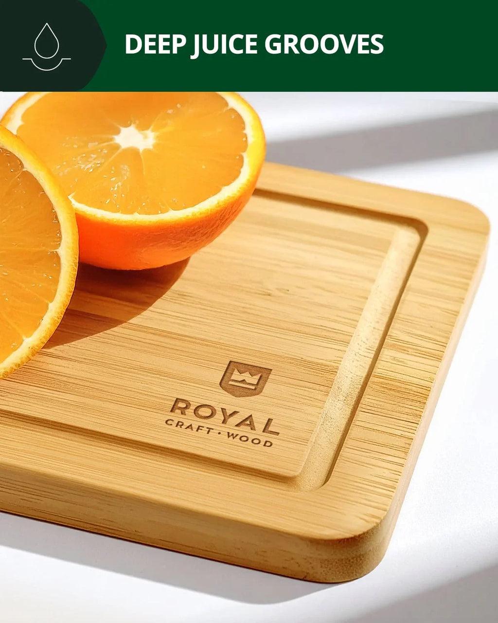 Cutting Board Set of 3, Bamboo Royal Craft Wood