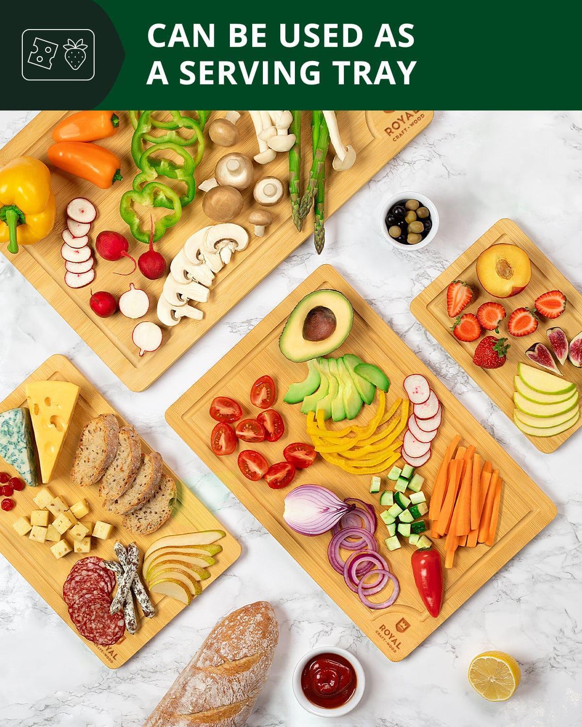 Cutting Board Set of 4, Bamboo Royal Craft Wood