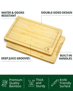 Cutting Board Set of 4, Bamboo Royal Craft Wood