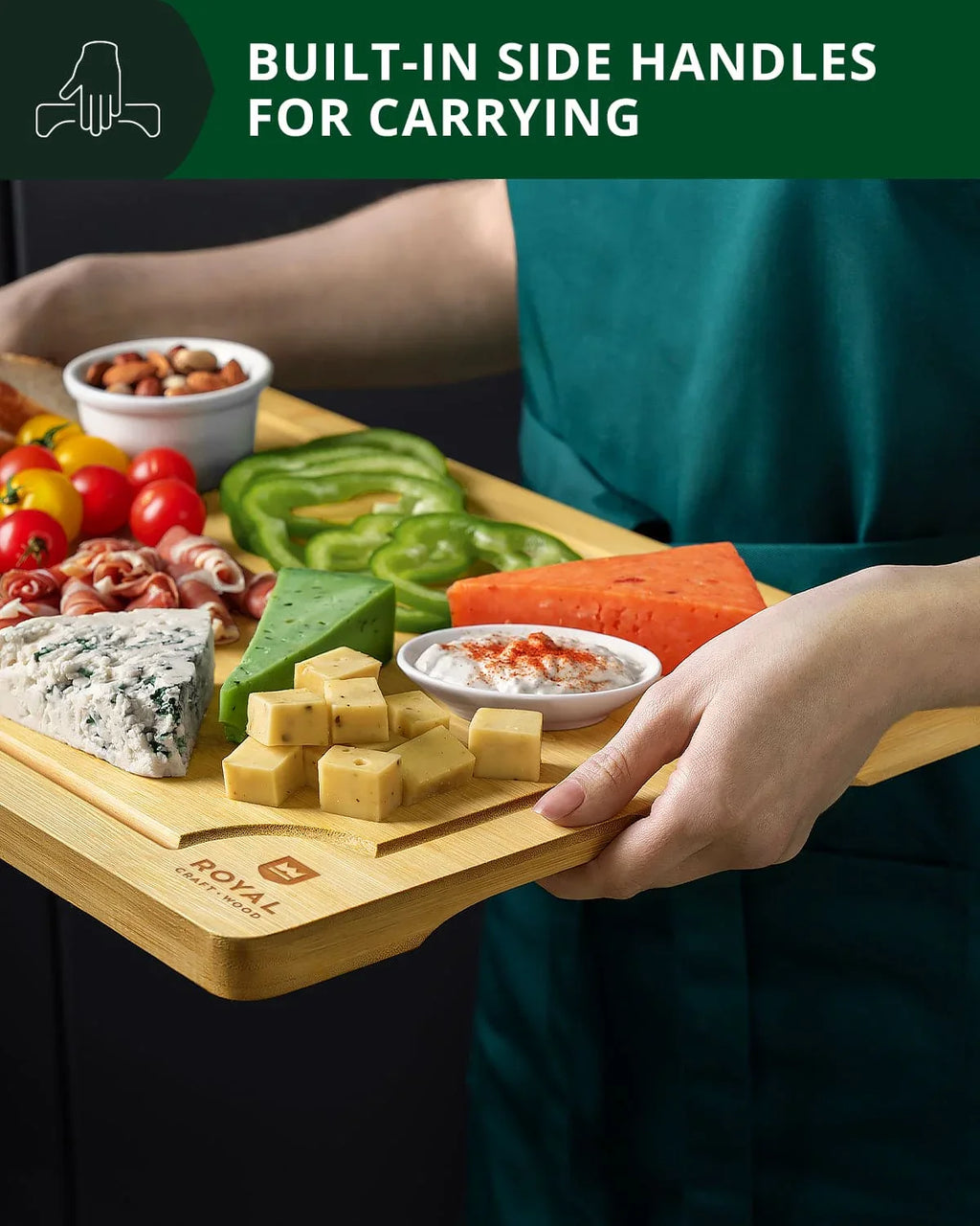 Cutting Board Set of 5, Bamboo Royal Craft Wood