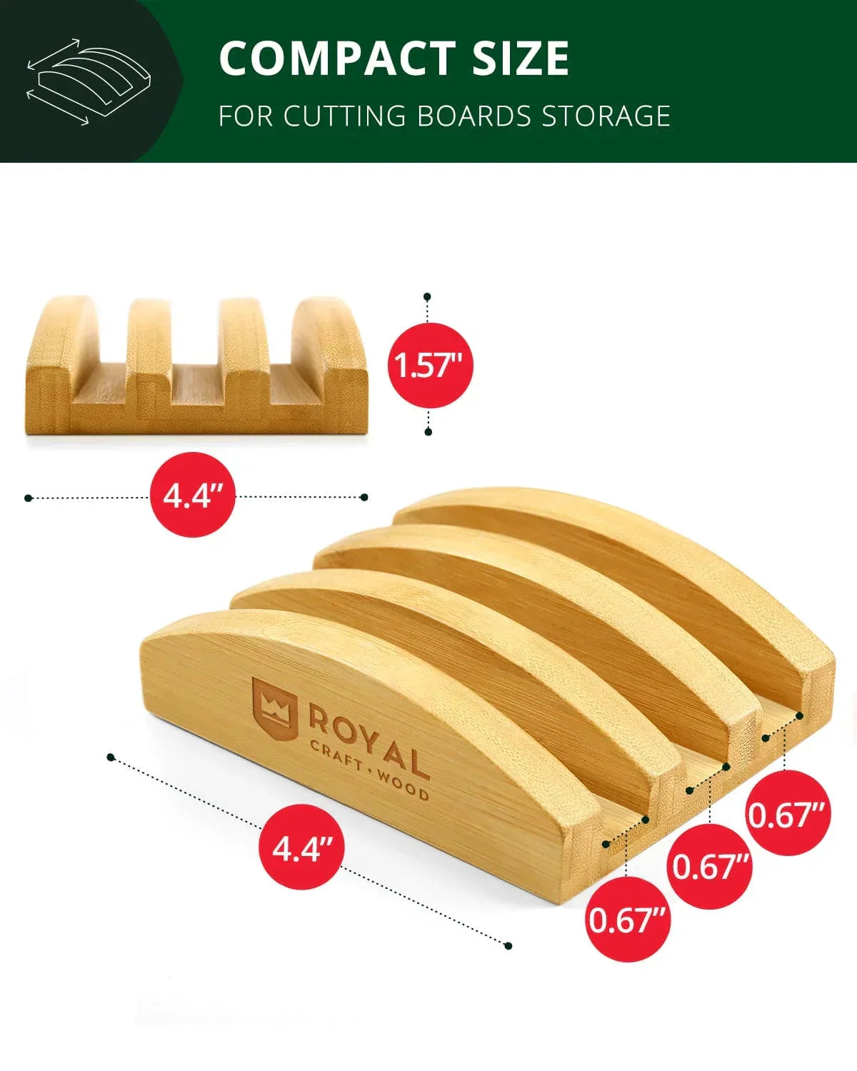 Cutting Board Stand with 3 Slots, Natural Royal Craft Wood