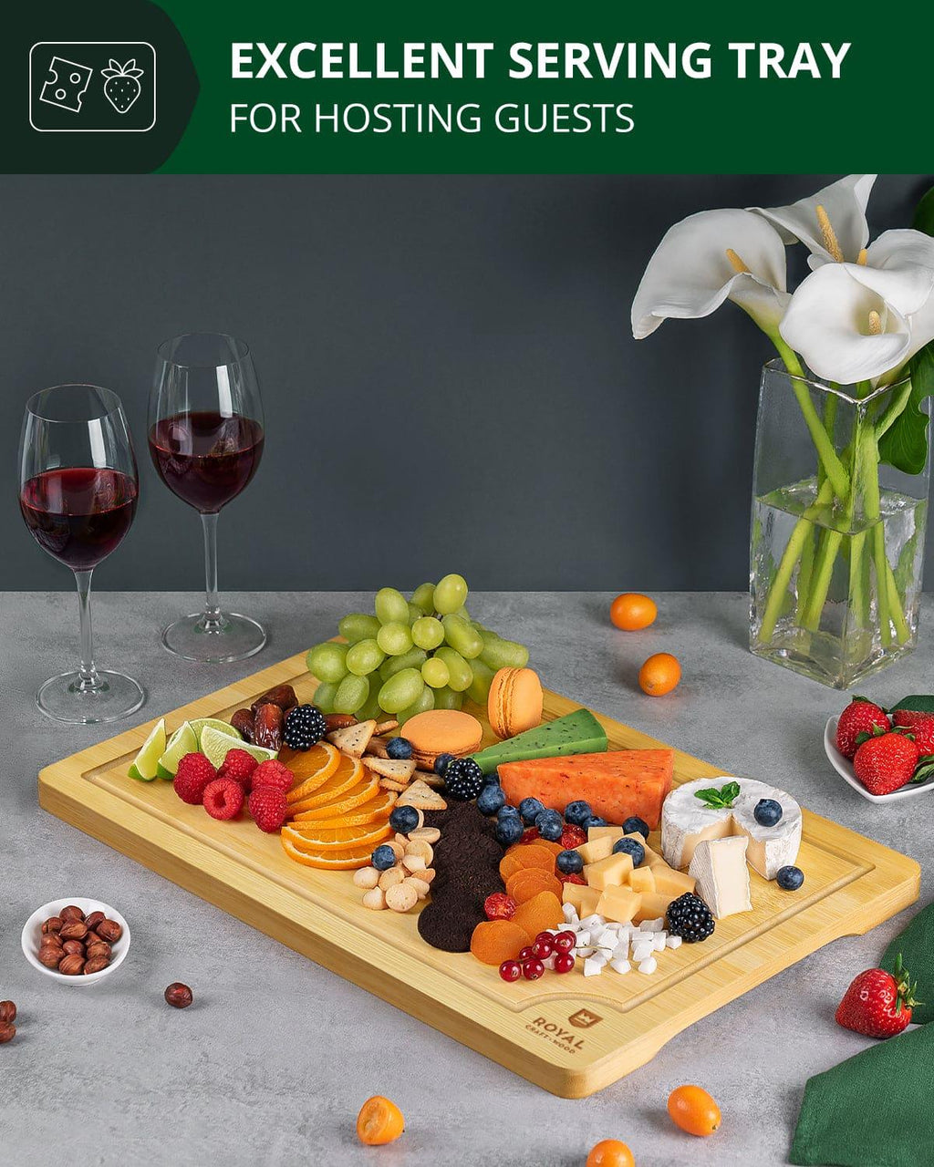 Cutting Board XL, 18”x12” Royal Craft Wood