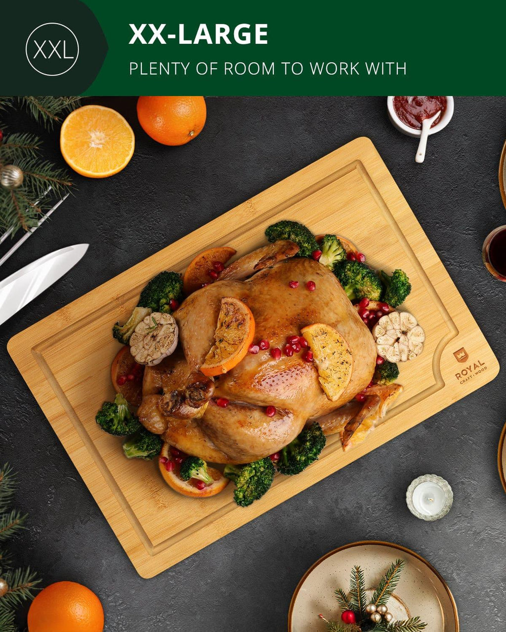 Cutting Board XXL, 20”x14” Royal Craft Wood