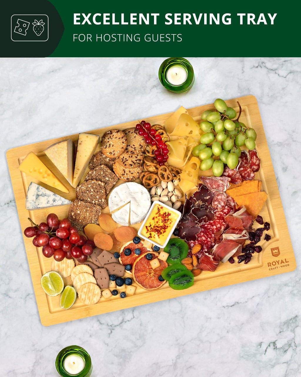 Cutting Board XXL, 20”x14” Royal Craft Wood