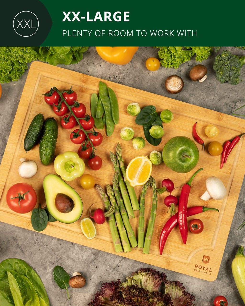 Cutting Board XXL, 20”x14” Royal Craft Wood
