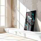 Cybernetic Canine Smoking Portrait – Futuristic Neon Dog UV Glass Wall Art-KAFCD078 Peony Atelier
