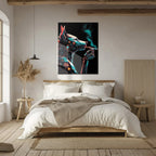 Cybernetic Canine Smoking Portrait – Futuristic Neon Dog UV Glass Wall Art-KAFCD078 Peony Atelier