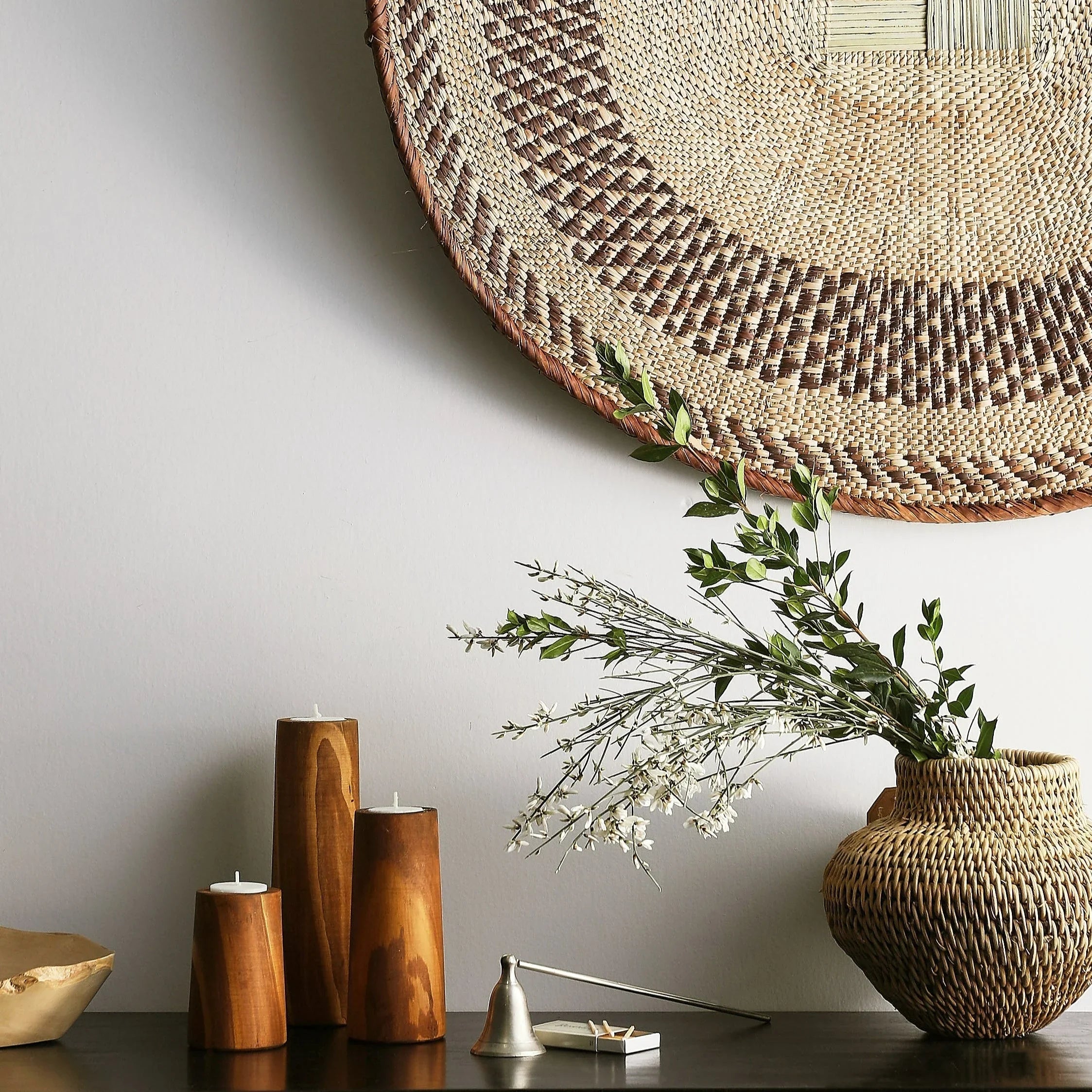 Cylinder Eucalyptus Wood Tealight Candle Holder Kanju Interiors