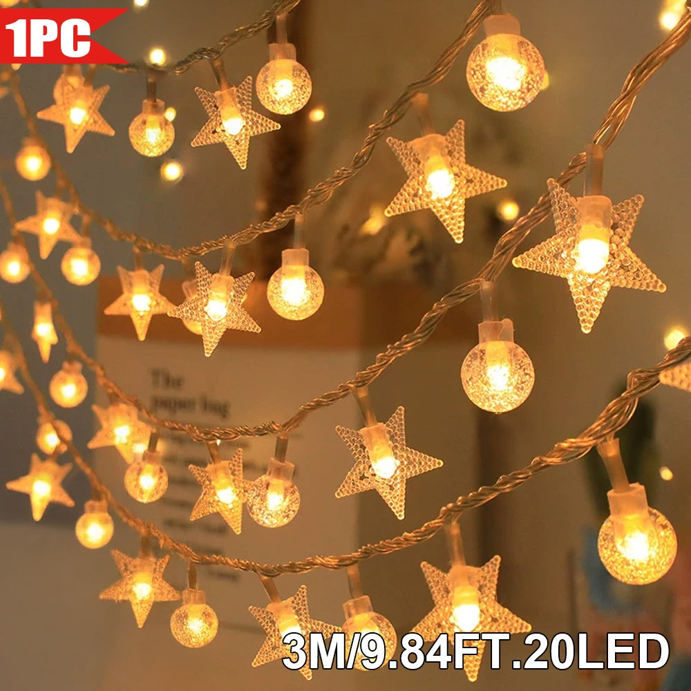 1pc, String Lights and Bubble Ball String Lights, 40/20/10LED, Crystal Clear Ball and Star Dream String Lights, Suitable for Bedroom, Wedding, Party, Wall Decoration, Birthday, Gift, Back to School, Christmas, Easter House Of Avana