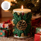 Christmas Holly Berry & Pinecone Silicone Mold - Realistic Leaf & Cone Texture, Easy Release DIY Candle/Soap/Resin Crafting Kit, Brown Tones for Homemade Holiday Candles, Tabletop Decor, Fireplace (Irregular Tree House Of Avana