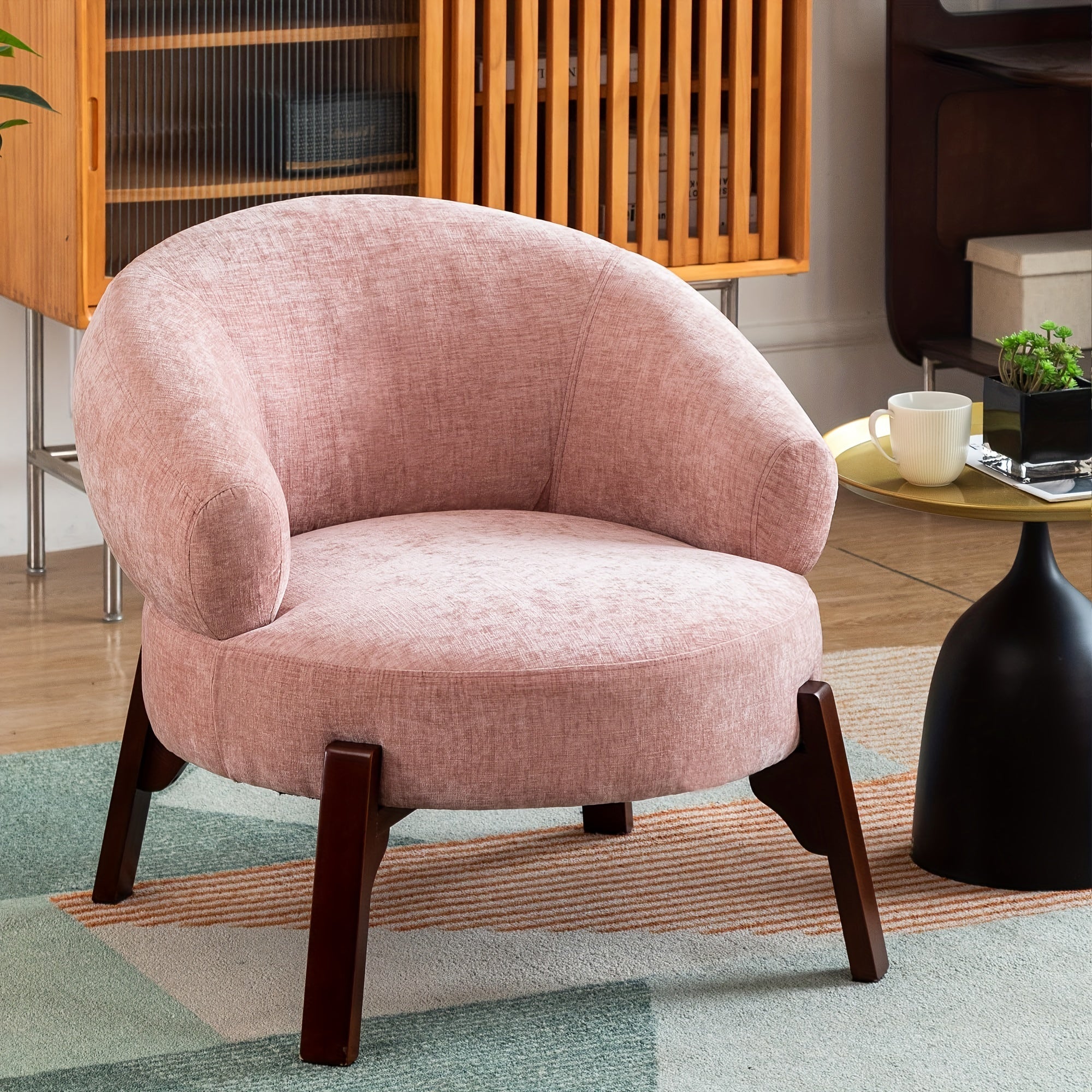 DYHOME 1pc Mid-Century Retro Modern Upholstered Lounge Chair Fabric Accent Chair Sturdy Wooden Frame Armchair, Living Room Bedroom Decoration House Of Avana