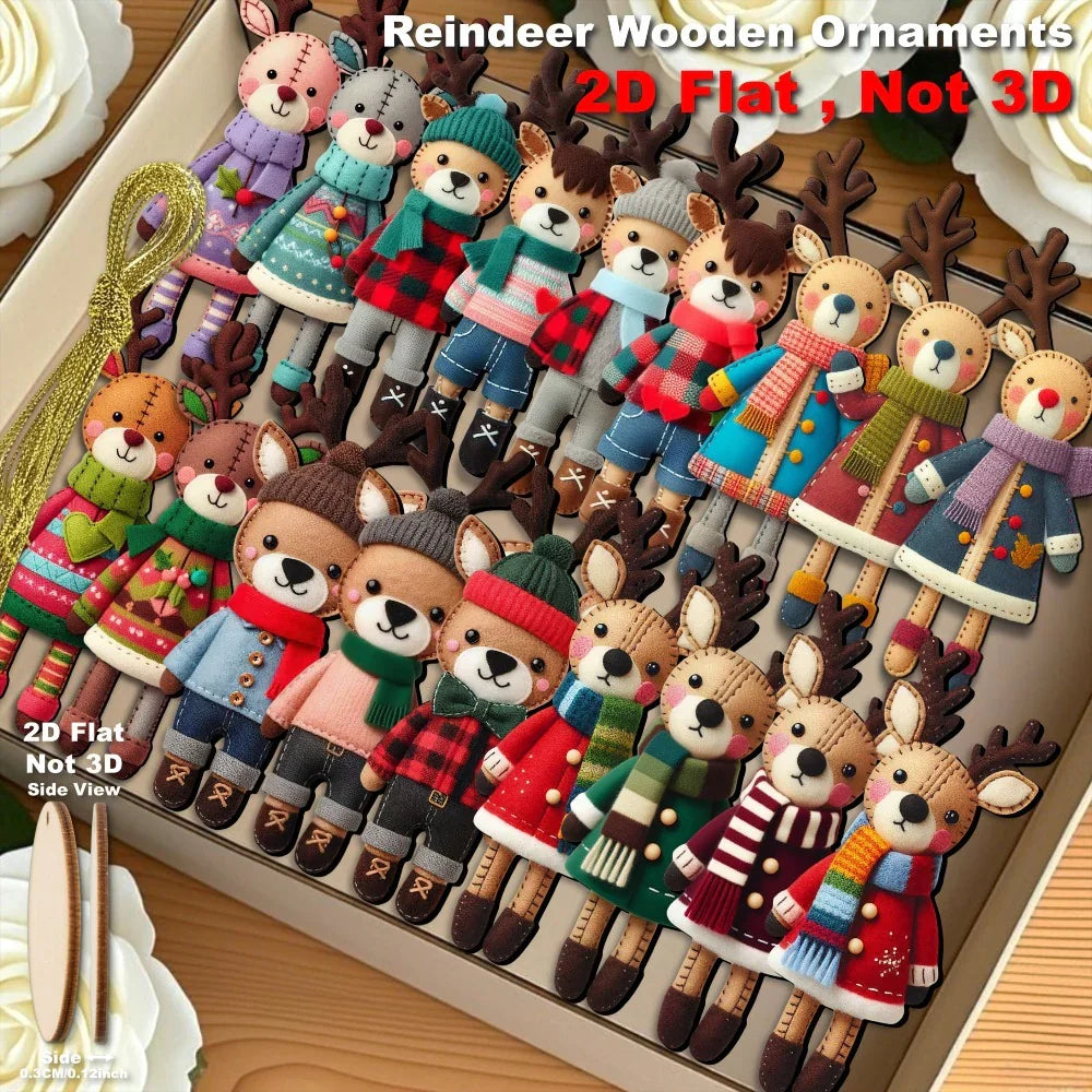 18pcs Colorful Christmas Reindeer Wooden Ornaments – Perfect for Christmas Tree, Home, Office, Classroom | Ideal as New Year Gifts, Back-to-School Presents, Versatile Gift-Box Hanging Decor, Holiday Decorations, Seasonal Or House Of Avana