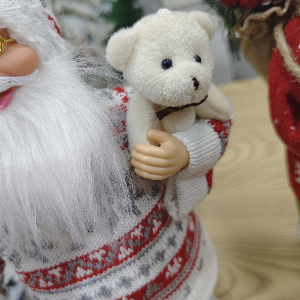 1pc Large 12-inch (30cm) Life-Size Collectible Santa Claus Doll with Expressive Eyes, Posable Arms & Sitting Base - Durable Plastic//Fabric Construction for Indoor Christmas Tree & Home Decorations, Year-Round Display - Ideal House Of Avana