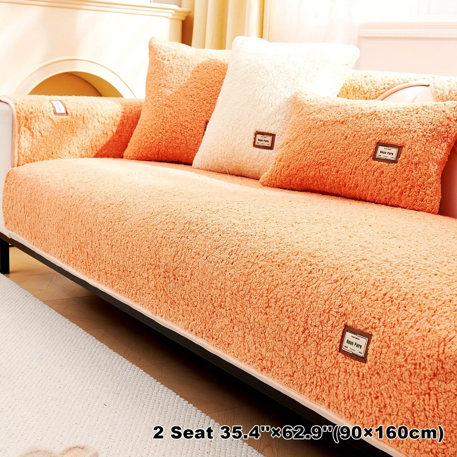 Durable 3 cushion couch cover | High-Quality Plush Sherpa Sofa Cover topspet