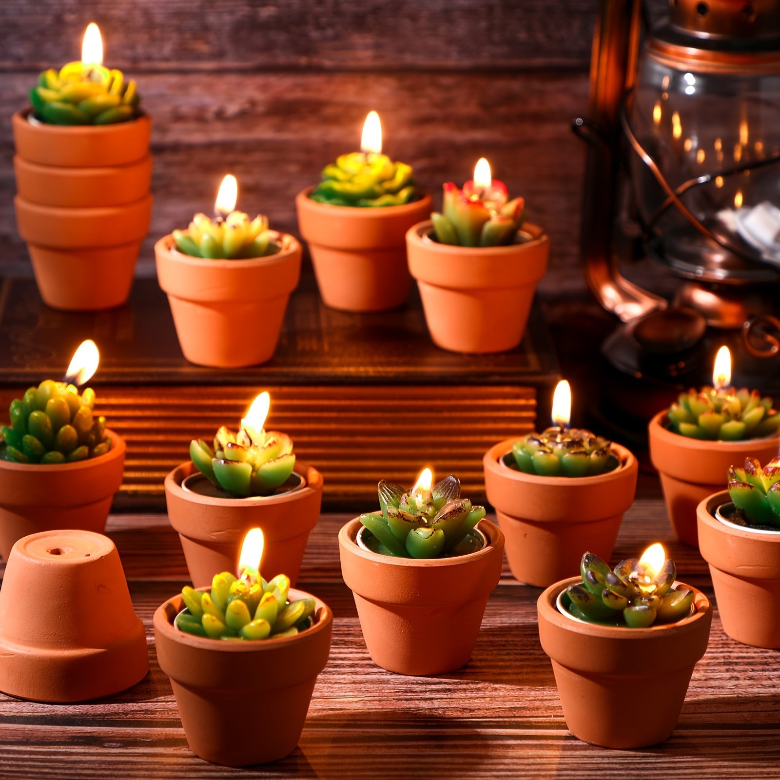 36pcs Succulent Candles Decorative Cactus Tealight Candle Novelty Tea Lights Handmade Baby Shower Candle Decorations Plant Candle with Mini Terracotta Clay Candle Holders for Wedding (Red) House Of Avana