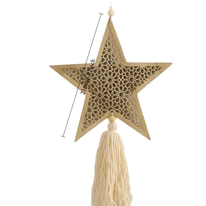 Minimalist Wooden Pendant - Natural Tassel Design