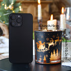 14oz Black Pillar Candle Holder - Vintage Glass Christmas Decor with Reindeer, Tree & Snowflake Designs - Perfect for Holiday Home & Living Room Ambiance House Of Avana