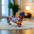 Modern Rainbow Resin Dachshund Dog Figurine, Alphabet Animal Sculpture for Shelf, Home, Living Room,... - House Of Avana
