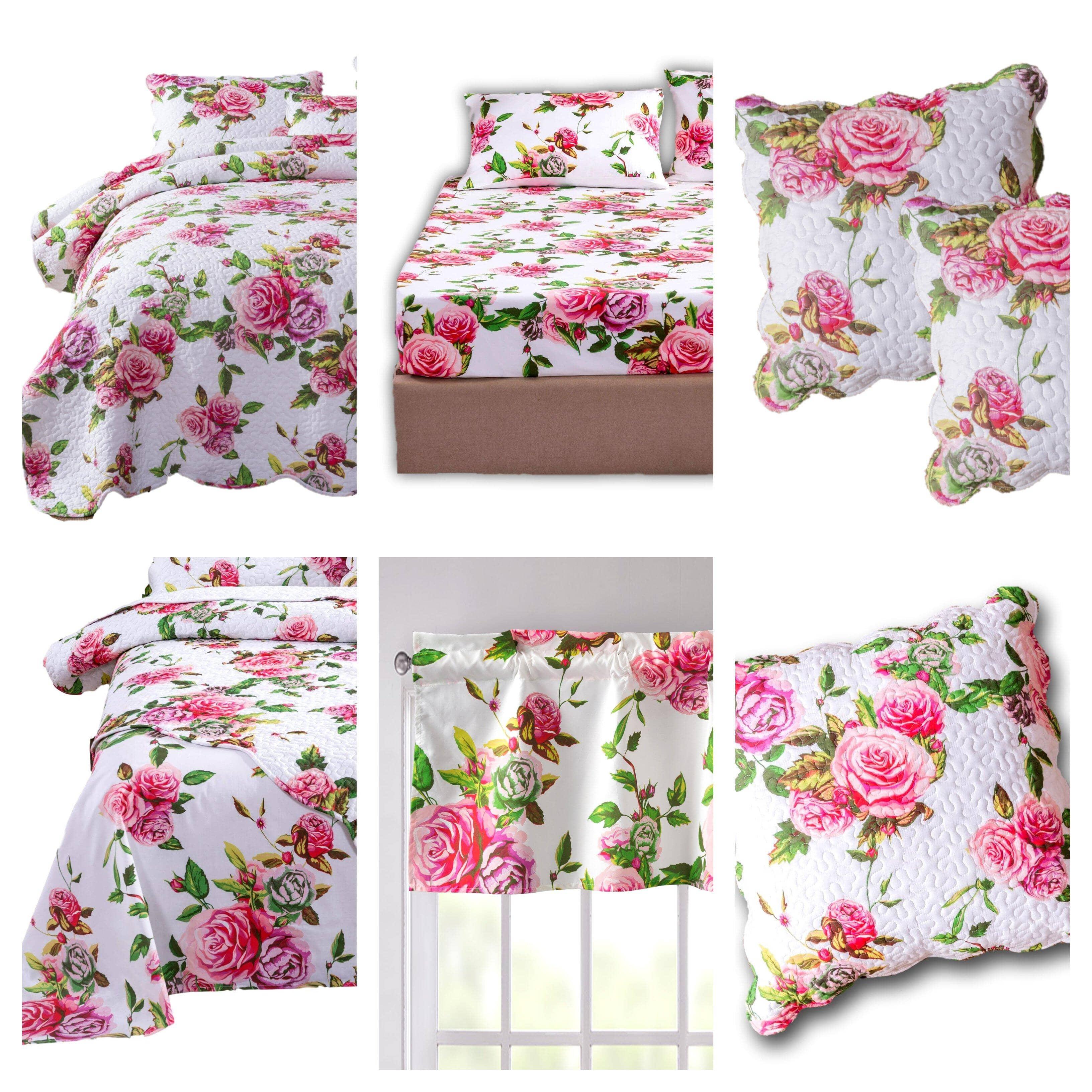 DaDa Bedding Bed in a Bag Bundle Set - Romantic Roses Lovely Blooming Floral Bedding Set (JHW-879) DaDalogy Bedding Collection