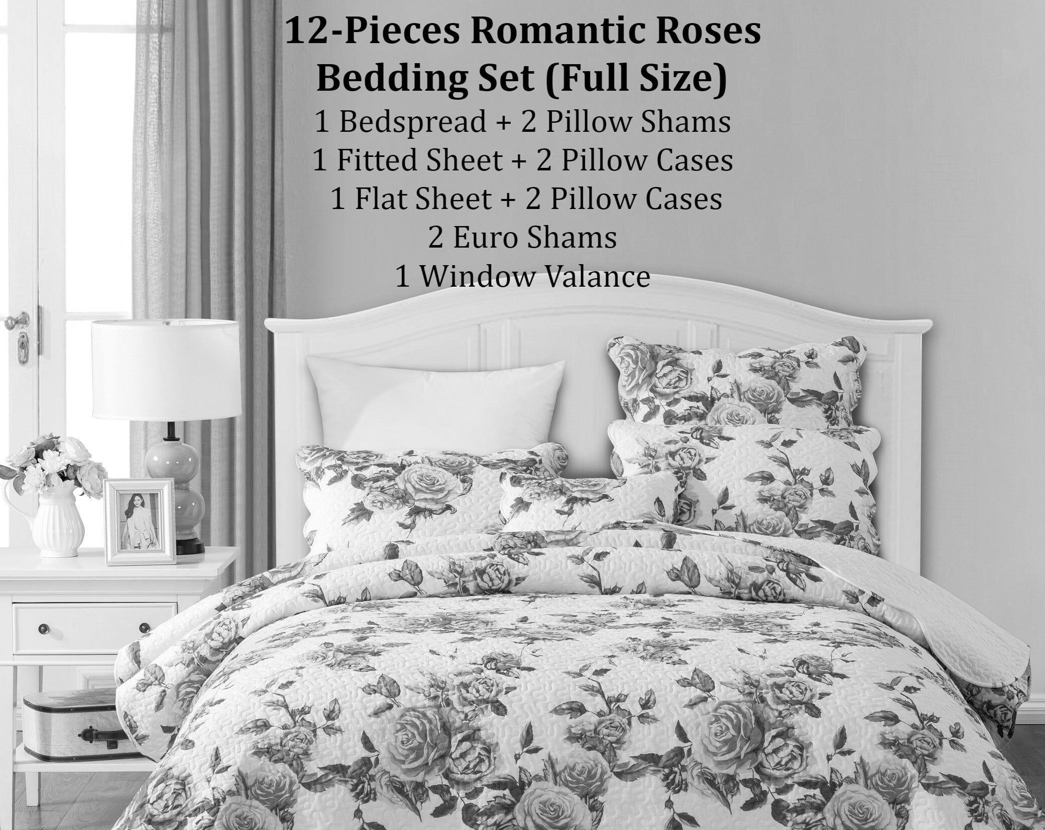 DaDa Bedding Bed in a Bag Bundle Set - Romantic Roses Lovely Blooming Floral Bedding Set (JHW-879) DaDalogy Bedding Collection
