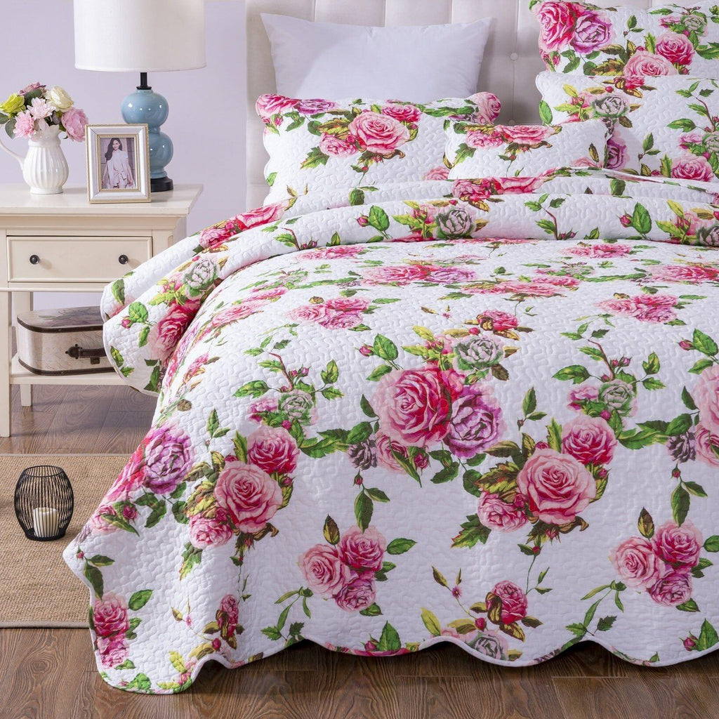 DaDa Bedding Bed in a Bag Bundle Set - Romantic Roses Lovely Blooming Floral Bedding Set (JHW-879) DaDalogy Bedding Collection