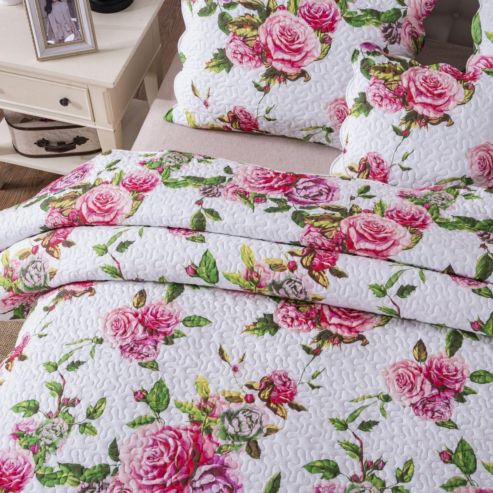 DaDa Bedding Bed in a Bag Bundle Set - Romantic Roses Lovely Blooming Floral Bedding Set (JHW-879) DaDalogy Bedding Collection
