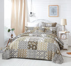 DaDa Bedding Bohemian Olive Brown Moroccan Paisley Floral Filigree Patchwork Cotton Bedspread Set (JHW-885) DaDalogy Bedding Collection