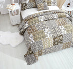 DaDa Bedding Bohemian Olive Brown Moroccan Paisley Floral Filigree Patchwork Cotton Bedspread Set (JHW-885) DaDalogy Bedding Collection