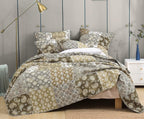 DaDa Bedding Bohemian Olive Brown Moroccan Paisley Floral Filigree Patchwork Cotton Bedspread Set (JHW-885) DaDalogy Bedding Collection