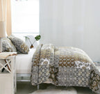DaDa Bedding Bohemian Olive Brown Moroccan Paisley Floral Filigree Patchwork Cotton Bedspread Set (JHW-885) DaDalogy Bedding Collection