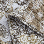 DaDa Bedding Bohemian Olive Brown Moroccan Paisley Floral Filigree Patchwork Cotton Bedspread Set (JHW-885) DaDalogy Bedding Collection