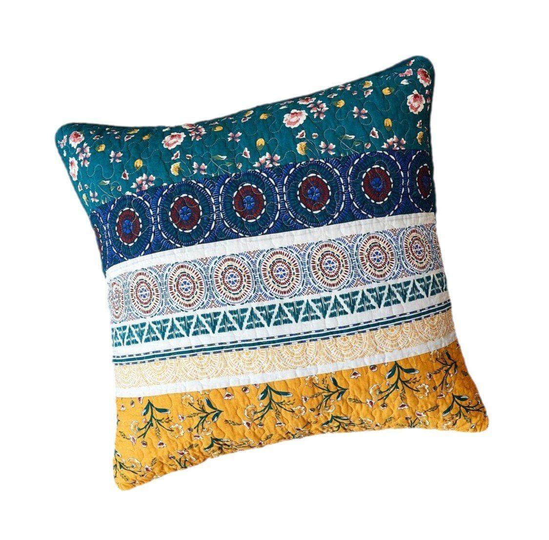 DaDa Bedding Bohemian Patchwork Bed of Wild Flowers Floral Gardenia Euro Pillow Sham Cover, 26" x 26" (JHW886) DaDalogy Bedding Collection