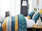 DaDa Bedding Bohemian Patchwork Bed of Wild Flowers Floral Gardenia Green Bedspread Set (JHW-886) DaDalogy Bedding Collection