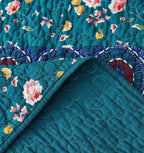 DaDa Bedding Bohemian Patchwork Bed of Wild Flowers Floral Gardenia Green Bedspread Set (JHW-886) DaDalogy Bedding Collection