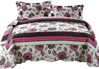 DaDa Bedding Bohemian Purple Blooms Floral Garden Pink Brown Bedspread Set (KBJ1629) DaDalogy Bedding Collection