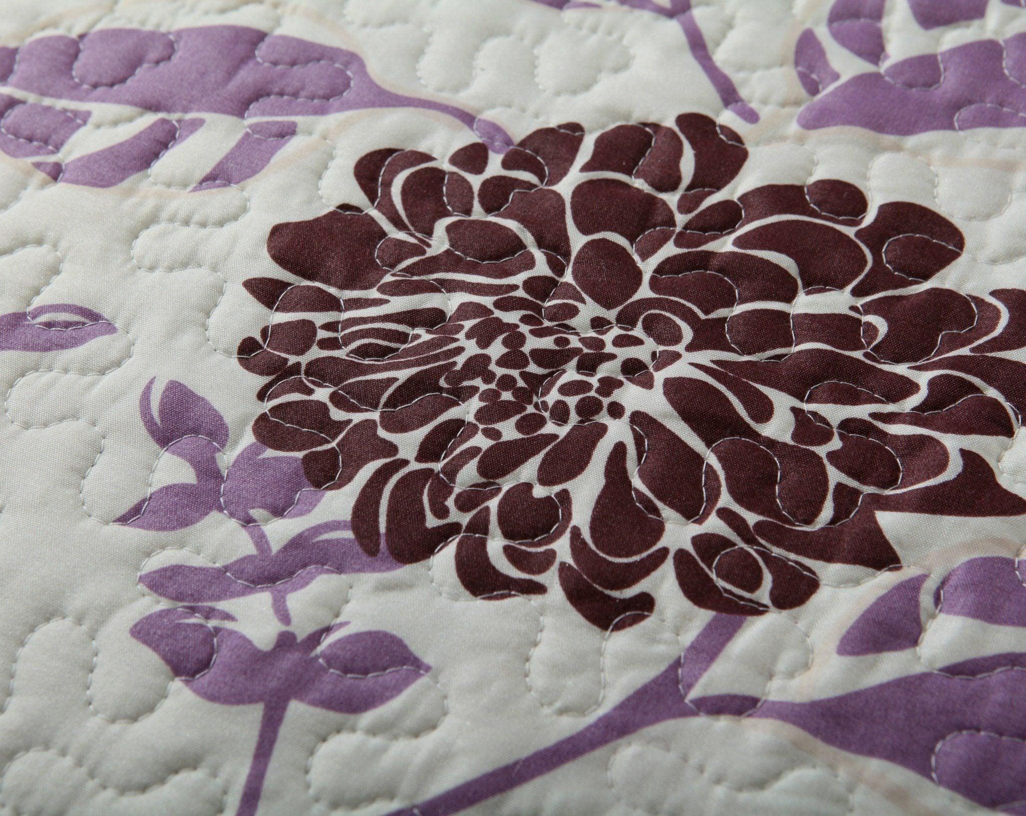 DaDa Bedding Bohemian Purple Blooms Floral Garden Pink Brown Bedspread Set (KBJ1629) DaDalogy Bedding Collection