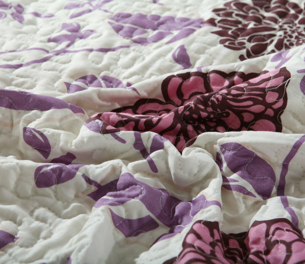 DaDa Bedding Bohemian Purple Blooms Floral Garden Pink Brown Bedspread Set (KBJ1629) DaDalogy Bedding Collection