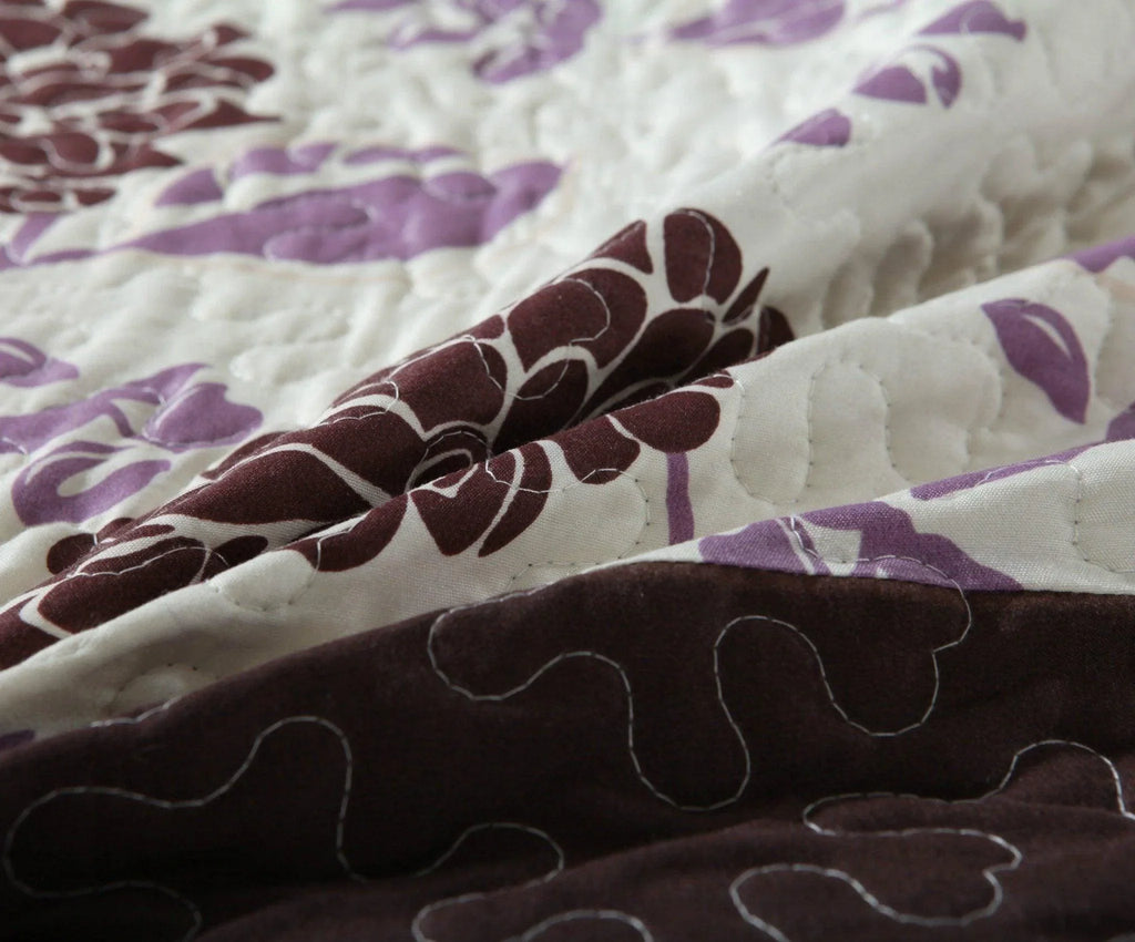 DaDa Bedding Bohemian Purple Blooms Floral Garden Pink Brown Bedspread Set (KBJ1629) DaDalogy Bedding Collection