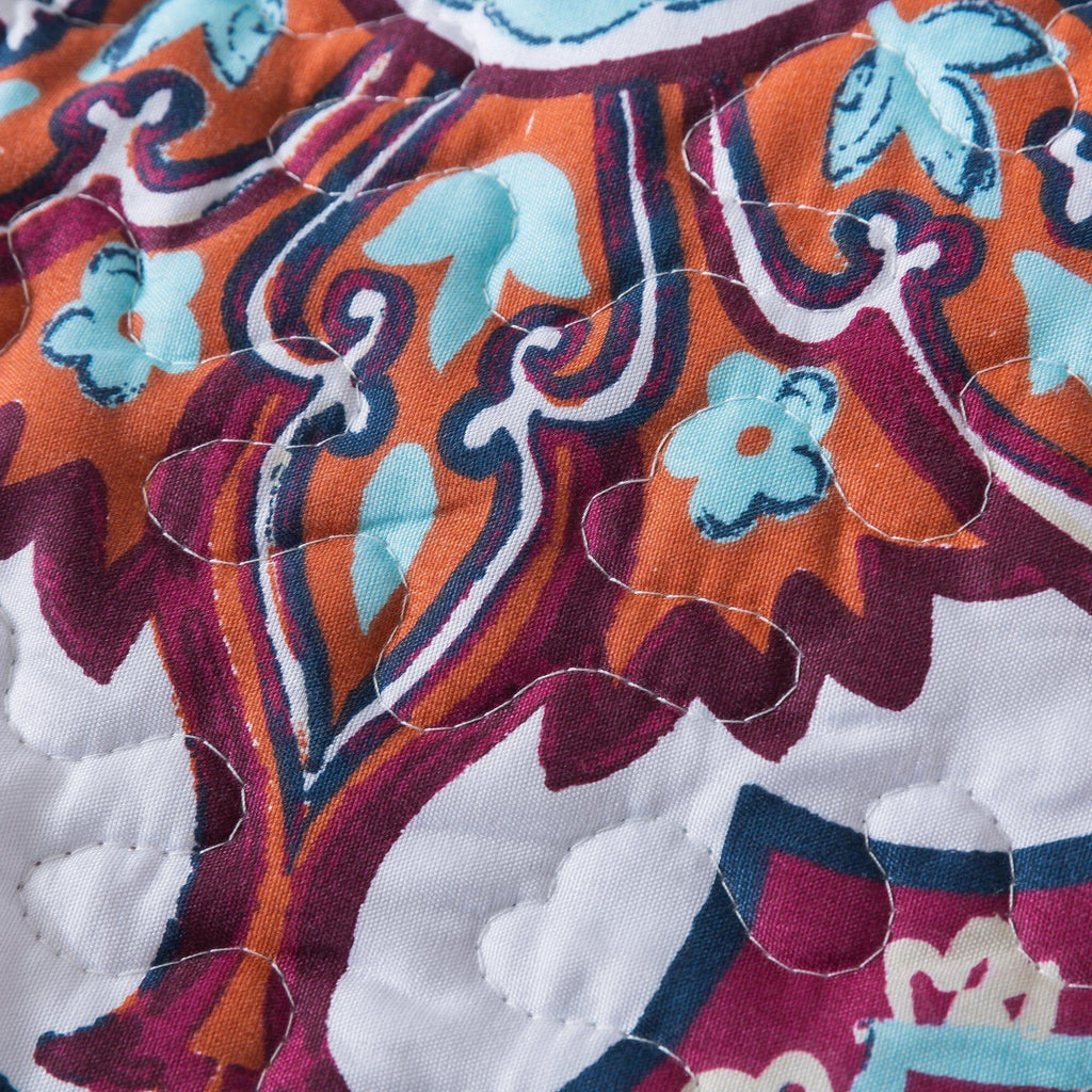 DaDa Bedding Bohemian Summertime White Blue Floral Paisley Bedspread Set (KSX-003) DaDalogy Bedding Collection