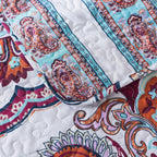 DaDa Bedding Bohemian Summertime White Blue Floral Paisley Bedspread Set (KSX-003) DaDalogy Bedding Collection
