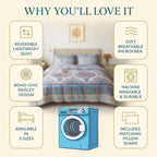 DaDa Bedding Bohemian Summertime White Blue Floral Paisley Bedspread Set (KSX-003) DaDalogy Bedding Collection