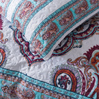 DaDa Bedding Bohemian Summertime White Blue Floral Paisley Bedspread Set (KSX-003) DaDalogy Bedding Collection
