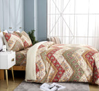 DaDa Bedding Botanical Cranberry Sage Chevron Floral Duvet Cover Set w/ Pillow Cases (JHW-924) DaDalogy Bedding Collection